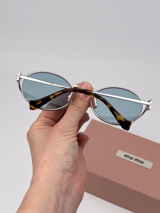 Miu Miu Women’s Sunglasses – LOGO Silver Blue Oval MU52YS 1BC20R New & Authentic main image 11
